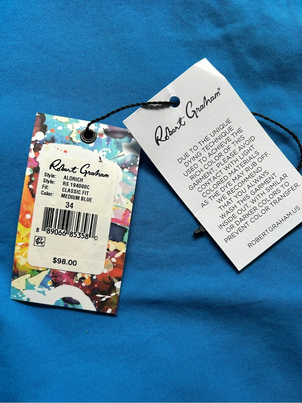 NWT Robert Graham Aldrich Men 34 Shorts Classic Fit Medium Blue‎